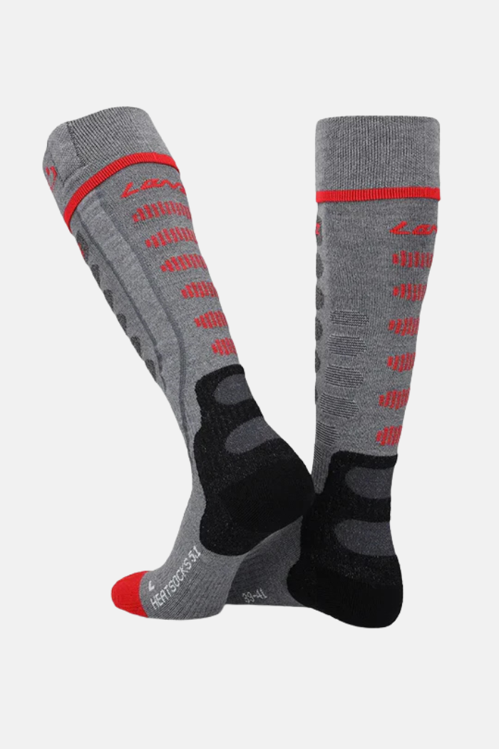 Lenz Heat 5.1 Toe Cap Slim Fit Calcetines Calefactables Grey/Red